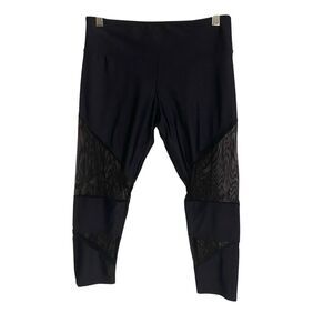 Onzie Flow Black‎ Mesh Panel Cropped Leggings Size S/M Yoga Pants